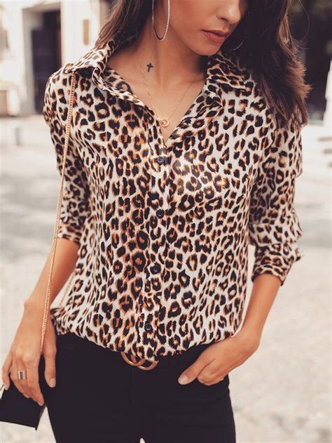 Shop Long Sleeve Leopard Print Casual Shirt Discover Sexy Women Fashion At Boutiquefeel
