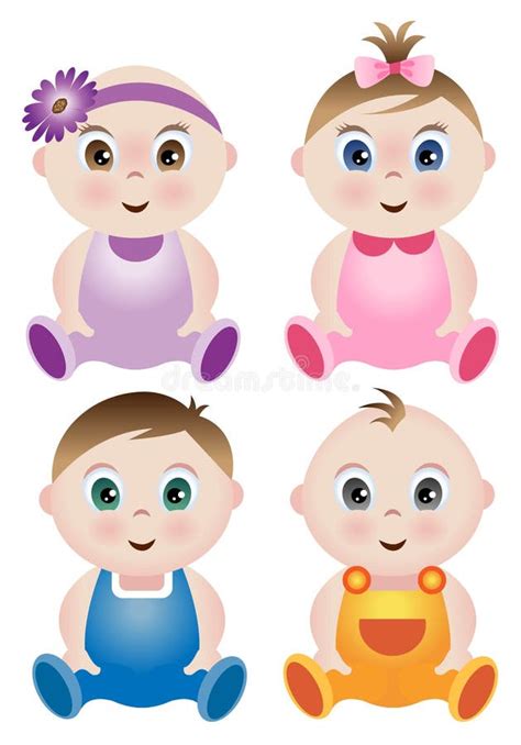Vector Illustration Of Baby Boys And Baby Girls Stock Vector