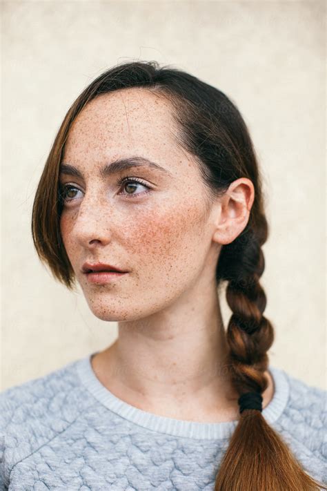 Portrait Of Beautiful Freckled Woman By Bonninstudio