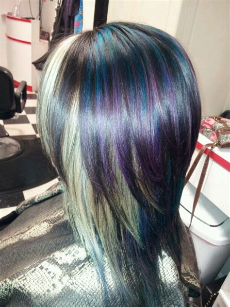 To darken your bleached hair, you'll need to use a blonde dye two or three shades darker than your current color. Blue, Purple and Blonde highlight in a dark brown base ...