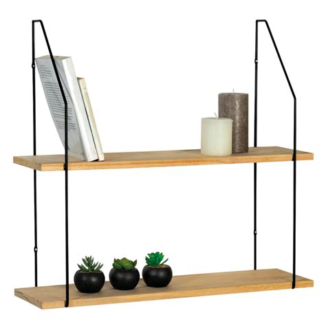 Etagère de style indus, en métal et bois. Etagère murale double LOLA design industriel