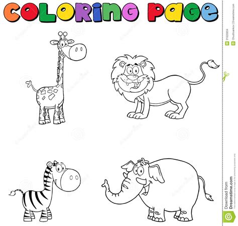 This is a digital download pdf. Jungle Animals Coloring Page Stock Images - Image: 31620934