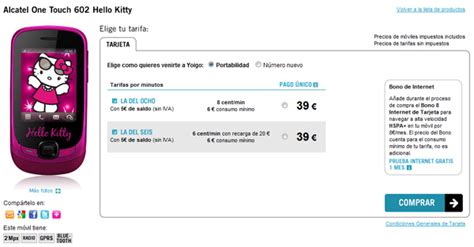 Alcatel One Touch 602 Hello Kitty Precios Con Yoigo