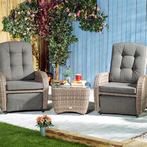 Bellevue 2 Seater Reclining Chair Rattan Garden Furniture Set Garden Furniture Sets Rattan