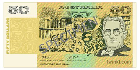 Heubeul Australia 50 Dollar Catetan Howard Florey Duit Kas