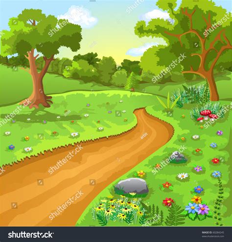 Cartoon Natural Landscape Stock Vector 60284245 Shutterstock