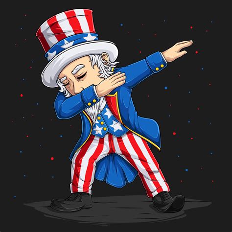 Th Of July Uncle Sam Character Doing Dabbing Dance For American
