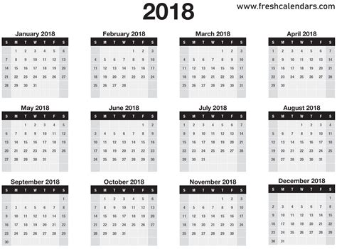 Calendar for all 12 months