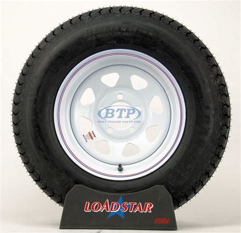 Trailer Tire St20575d14 On White Steel Wheel 5 Bolt Rim By Loadstar