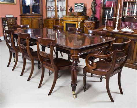 Antique Regency Mahogany Dining Table 8 Regency Chairs