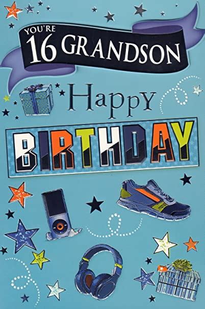 Grandson 16th Birthday Card Youre 16 Grandson Uk