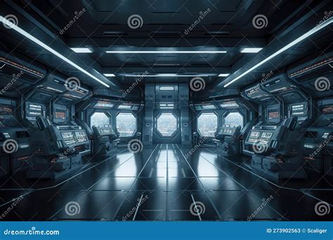 Sala Di Comando Nel Veicolo Spaziale Interno Della Nave Spaziale O Della Stazione Spaziale Aria