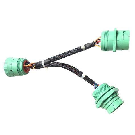 Green Type 2 J1939 9pin Splitter Y Cable For Truck Freightliner Gps Eld