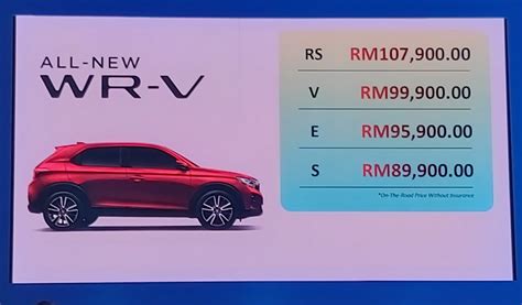 Senarai Harga Rasmi Honda Wrv Untuk Pilihan Bermula Rm K