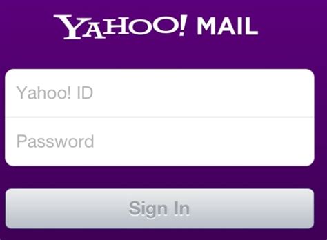 Yahoo Mail Login Screen