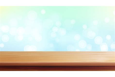 Wood Table Top Vector Abstract Morning Sunlight Bokeh