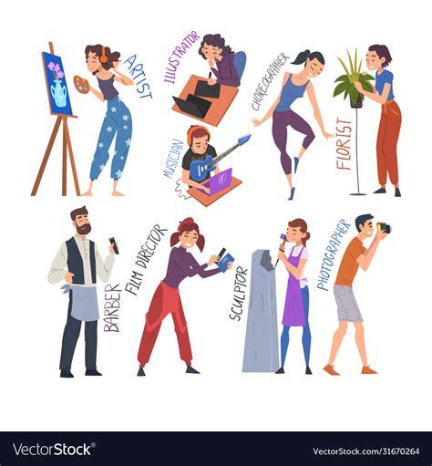 People Creative Professions Set Artist Royalty Free Vector