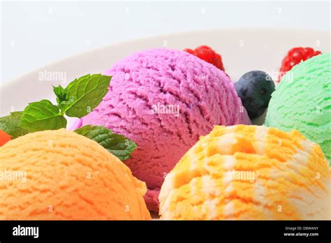 Ice Cream Scoops Various Flavors Stock Photo Alamy