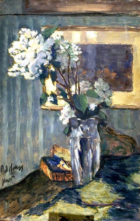 White Flowers In A Glass Vase Painting Pyotr Nilus Oil Paintings