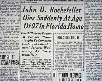 Image result for John D. Rockefeller died.