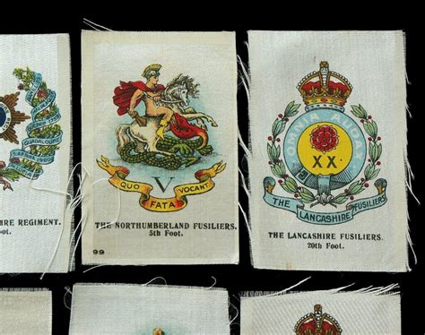 Six Cigarette Silks The Northumberland Fusiliers Lancashire Fusiliers