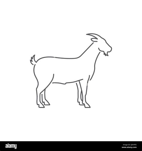 Goat Side View Linear Silhouette Farm Goat Animal Logo Design Goat