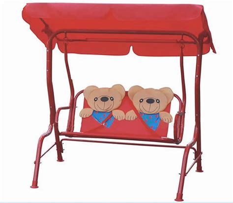 Kids 2 Seater Patio Panda Print Swing Chair Metal Seat Children With