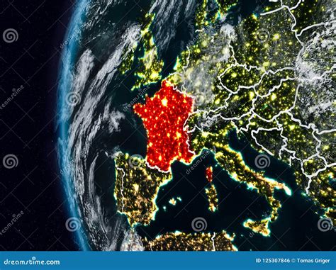 France From Space During Night Stock Illustration Illustration Of