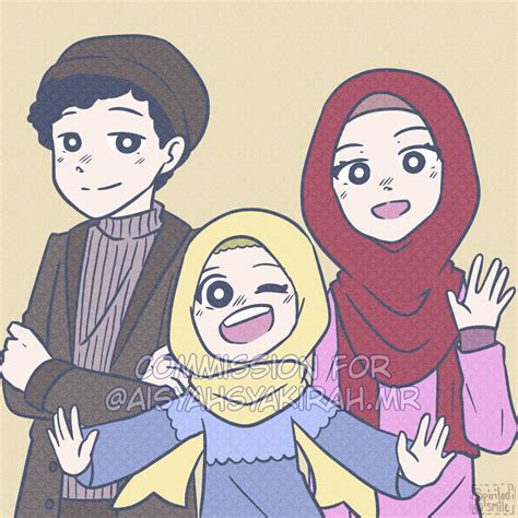 28 Gambar Kartun Muslimah Ayah Dan Ibu Zulaini Ambarwati