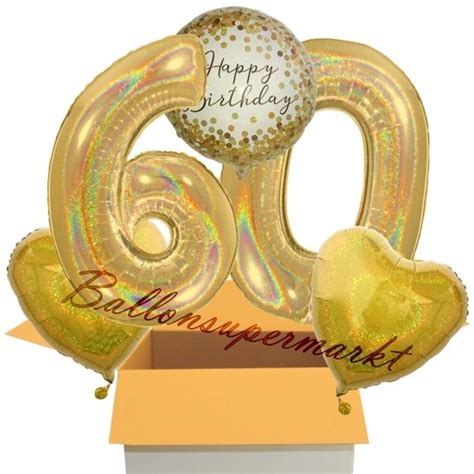 5 Glitzernde Geburtstags Luftballons Gold Sparkle Birthday 60 Zum 60