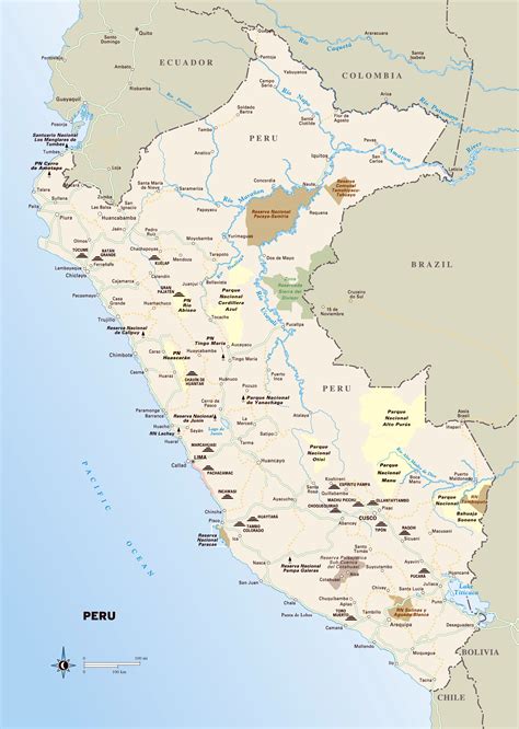 Grande Detallado Mapa De Perú Con Parques Nacionales Perú América
