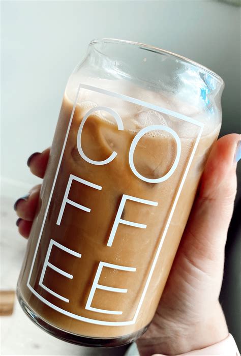 Clear Glass Cans Cute Iced Coffee Glass Personalized Glass Etsy In 2021 Iced Coffee Cup