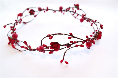 red hair wreath bridesmaid headpiece red floral crown etsy