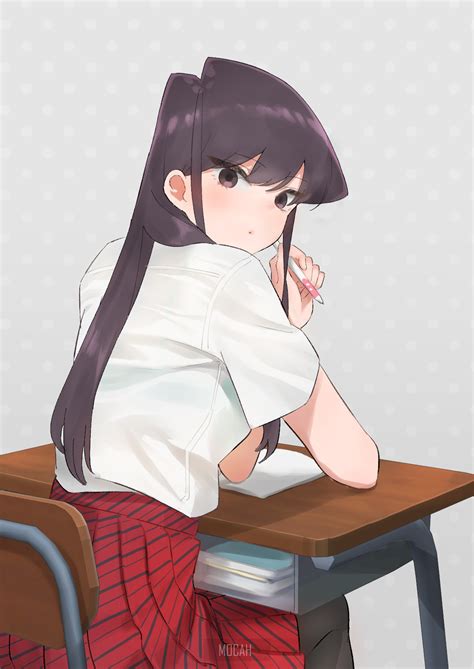 400729 Komi San Wa Comyushou Desu Anime Girl Long Hair Black Hair Small Boobs Black