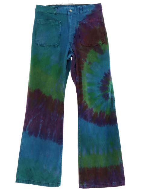 1970s Retro Bellbottom Pants 70s Style Seafarer Unisex Tie Dyed