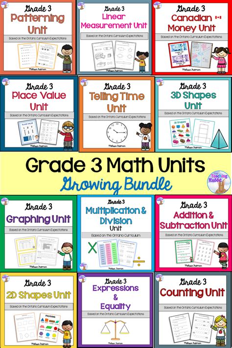Grade 3 Math Units Bundle Ontario Worksheets Centers Tests Print