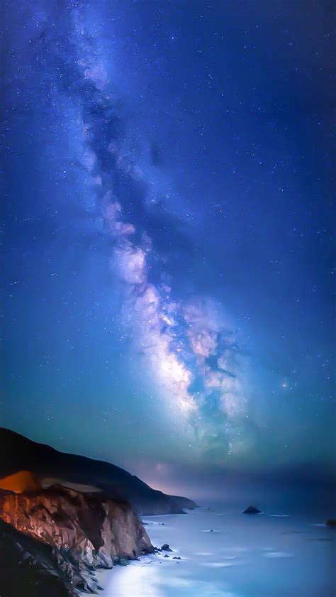 Milky Way Galaxy Over The Ocean Iphone 6 Plus Wallpaper