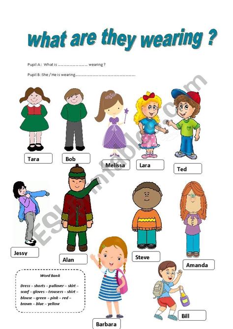 What Are They Wearing Esl Worksheet By Basma Zerelli Word Bank