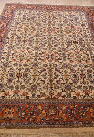 8x10 Royal Jahan Hand Knotted Indo Mahal Rug With Cream Color Field