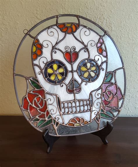 Digital Stained Glass Pattern Dia De Los Muertos Sugar Skull Etsy
