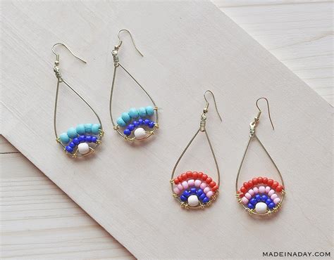 Then slide it onto the beaded loop of the earrings, and use the pliers to close the gap. How To Make Beachy Boho Beaded Hoop Earrings | Made In A Day