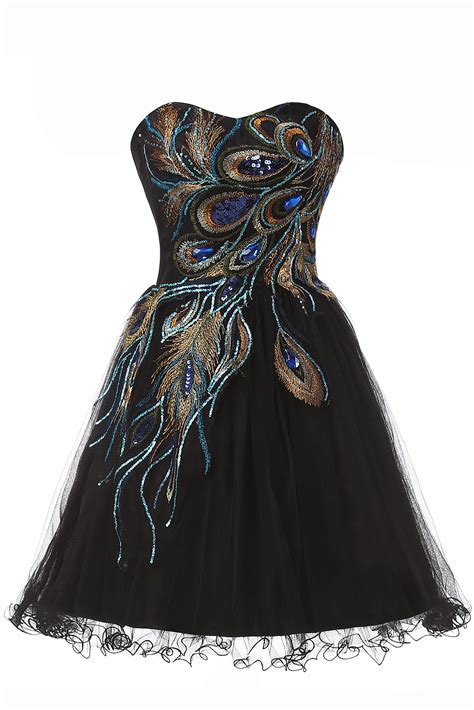 Short Peacock Charming Prom Dresses Homecoming Dresses Sweetheart