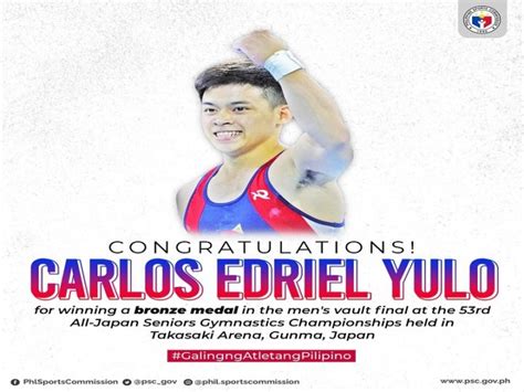 Carlos edriel yulo is a filipino artistic gymnast who has won bronze and gold at the world artistic gymnastics yulo in 2019. Carlos Yulo gwagi ng Bronze medal sa 53rd All-Japan ...