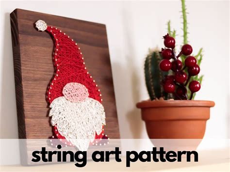 Gnome String Art Pattern Printable Modern Gnome String Art Etsy