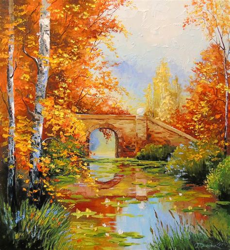 Bridge At The Pond Painting By Olha Darchuk