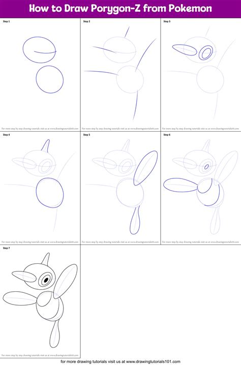 How To Draw Porygon Z From Pokemon Pokemon Step By Step
