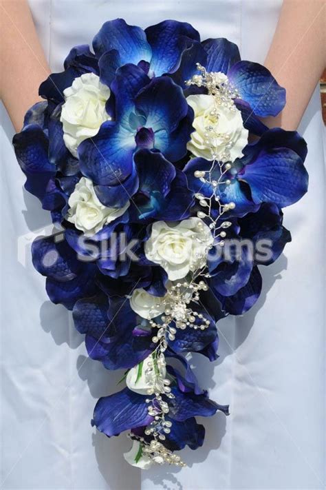 Blue hydrangea and white roses recreate the colors of the. Pretty Artificial Fresh Touch Midnight Blue Vanda Orchid ...