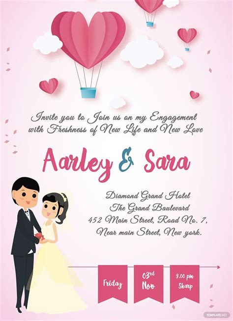 Free Elegant Engagement Invitation Card Template In 2020 Engagement