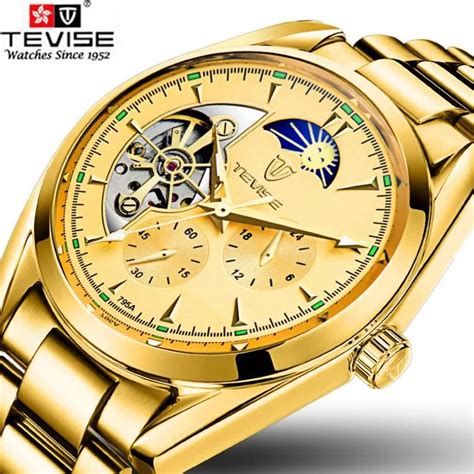 Tevise Wristwatches Mens Top Brand Luxury Day Moonphase Auto Watch