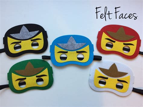 One Set Of 5 Ninjago Party Masks One Of Each Style Shown In The Photo